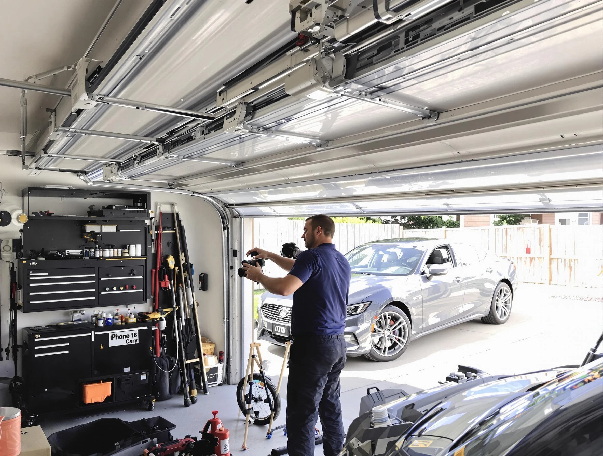 Loganville Garage Door Repair technician fixing noisy garage door in Loganville