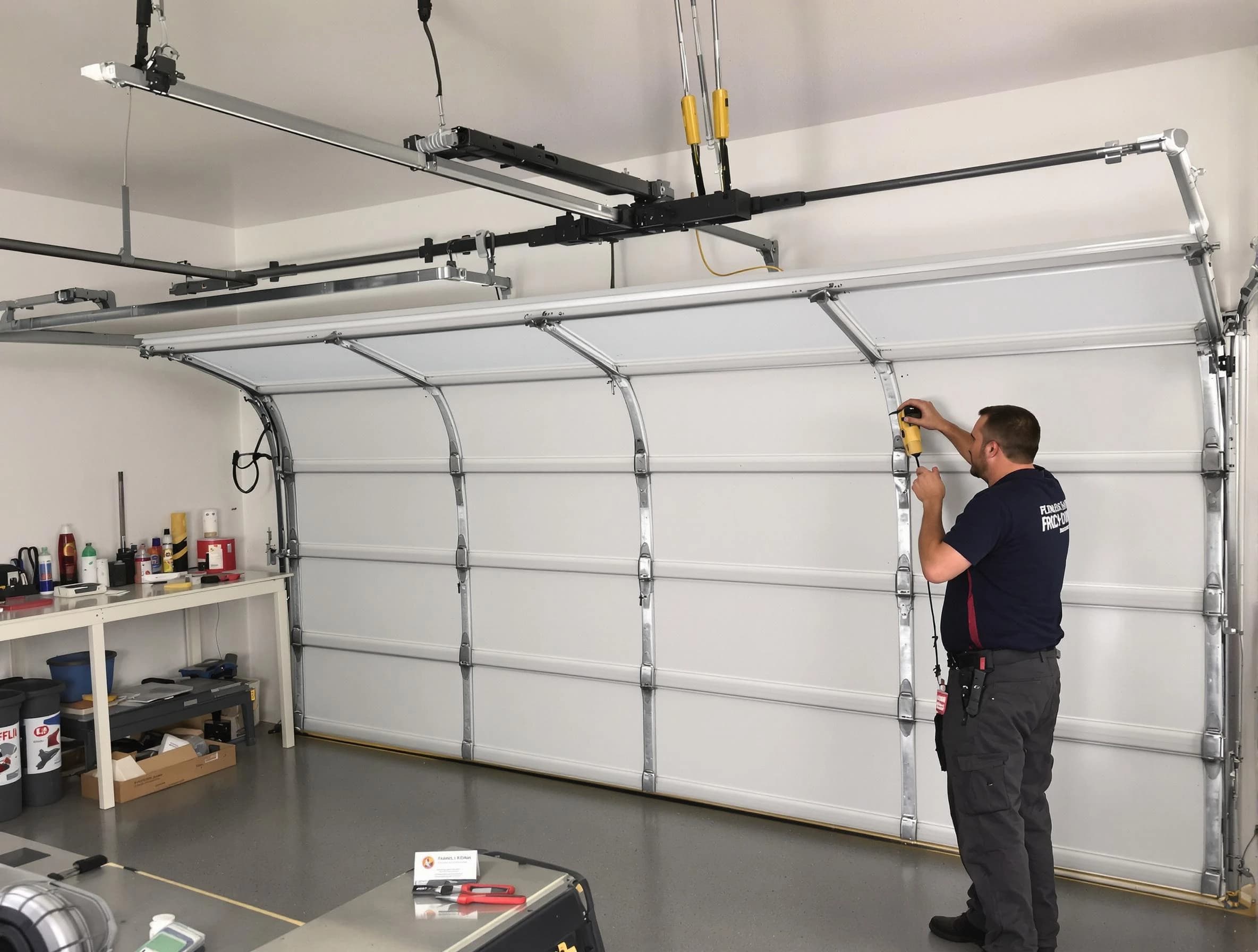 Loganville Garage Door Repair certified technician performing overhead door system repair in Loganville