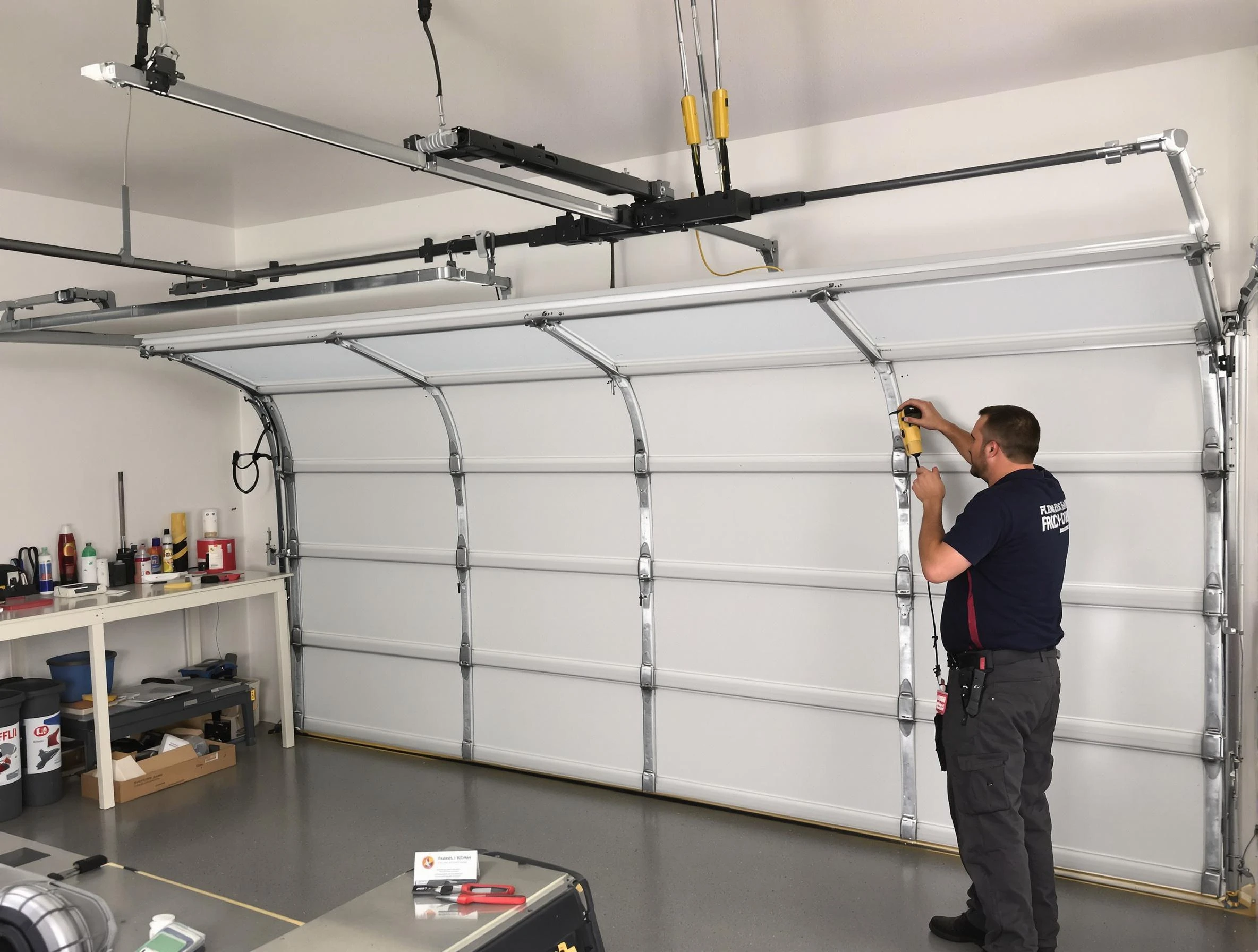 Loganville Garage Door Repair certified technician performing overhead door system repair in Loganville