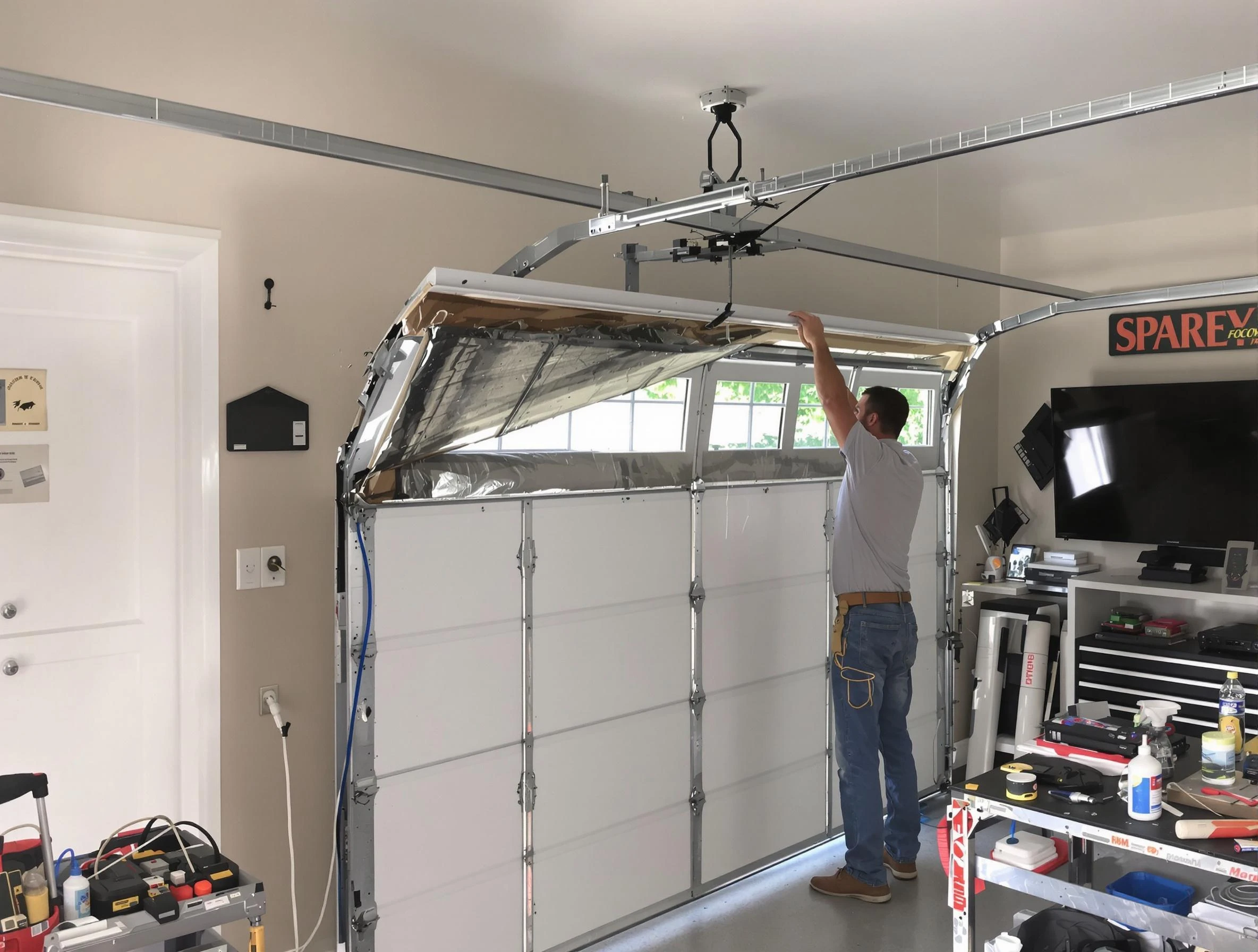 Garage door section replacement by Loganville Garage Door Repair in Loganville