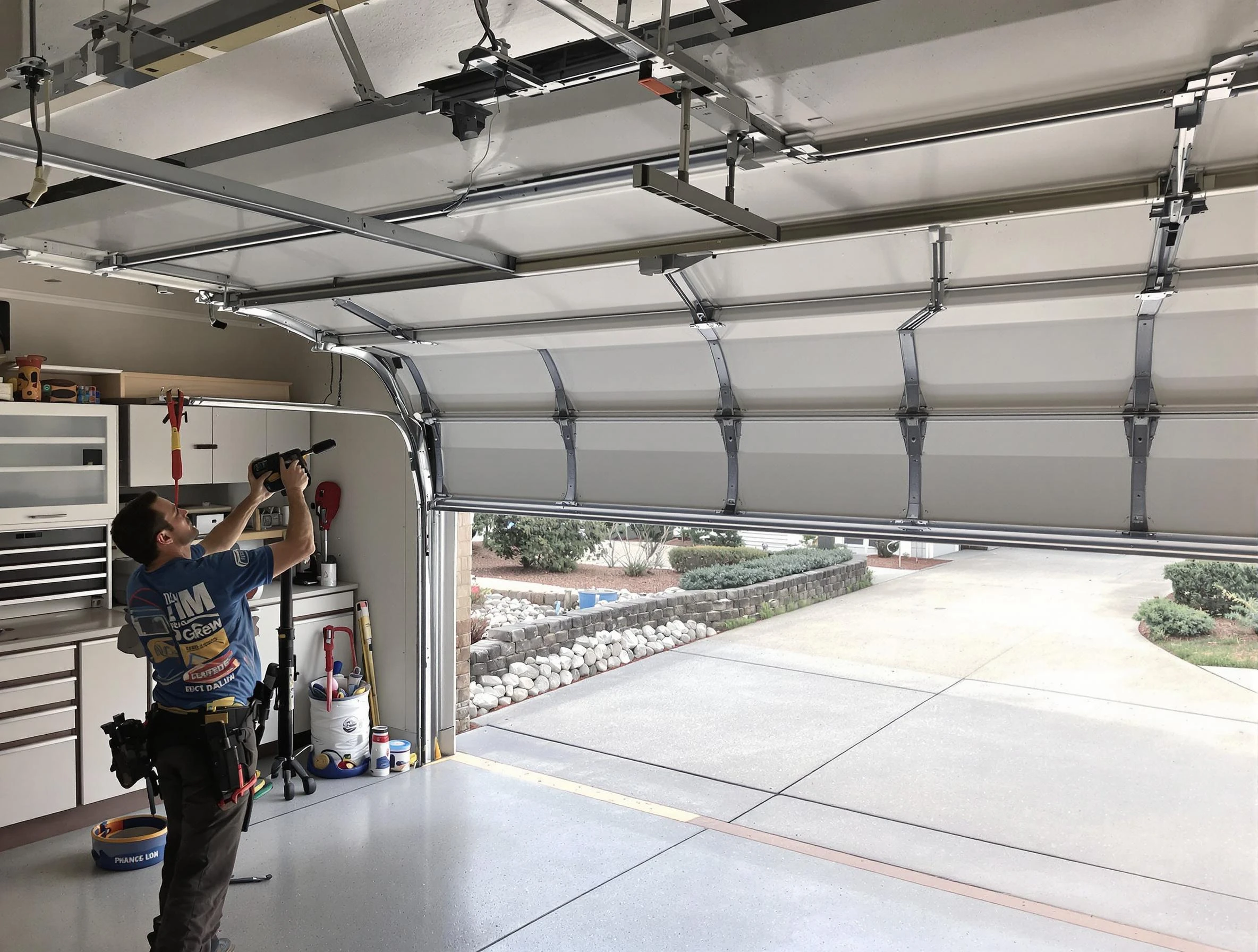 Garage door track repair service by Loganville Garage Door Repair in Loganville